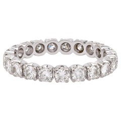 Mid Century French Diamond 18K White Gold Eternity Band
