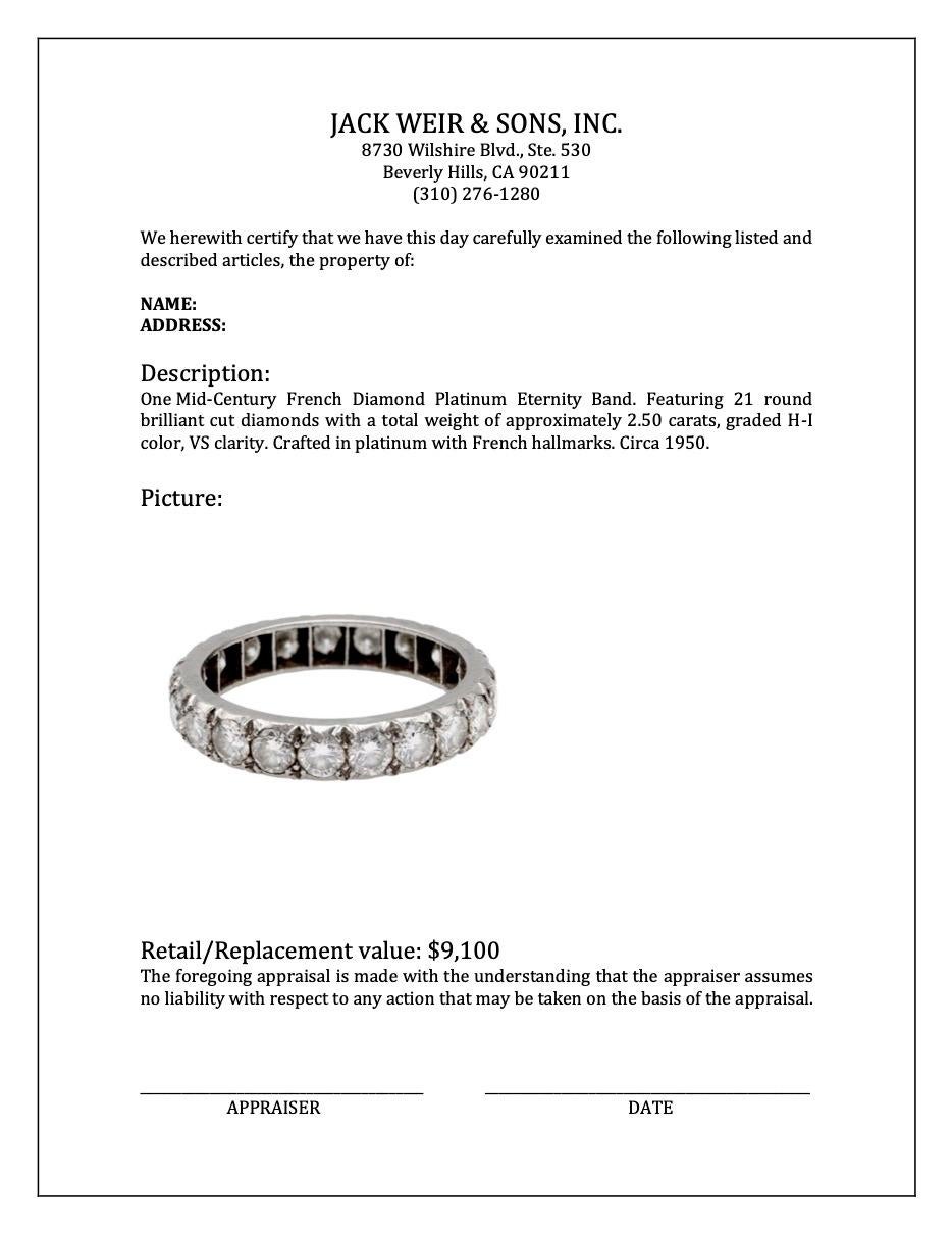 Französischer Diamant-Platin-Eternity-Ring aus der Mitte des Jahrhunderts im Angebot 1