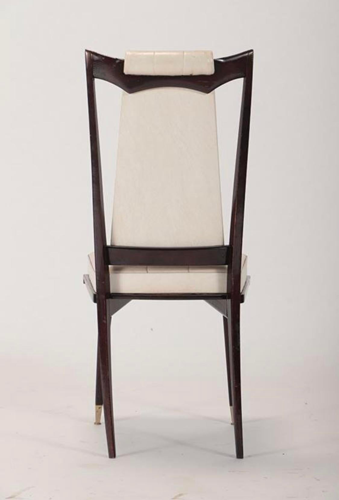 20th Century Mid-Century French Dining Chairs in Vinyl Fabric and Wood Frame, Set of 6