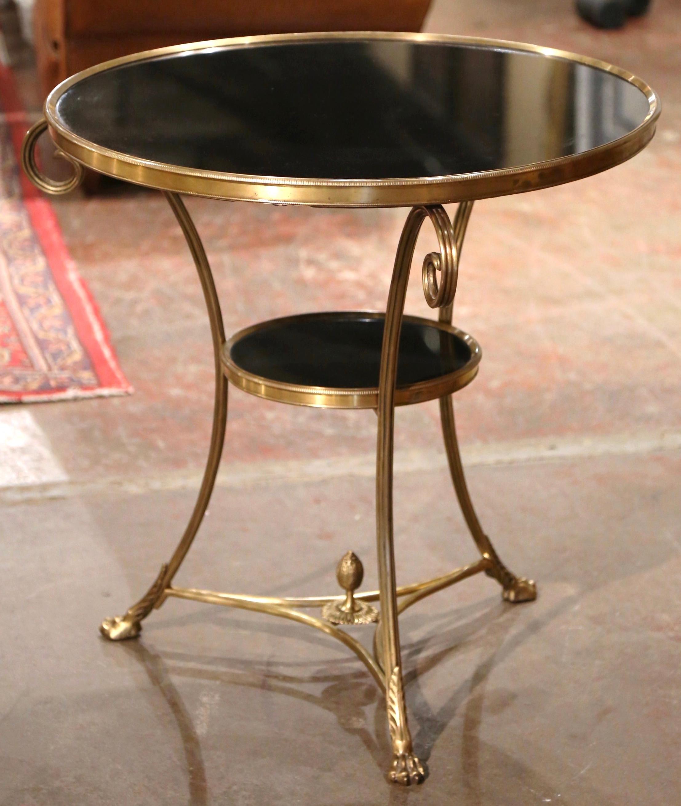 Mid-Century French Directoire Black Marble Top and Bronze Guéridon Table 1