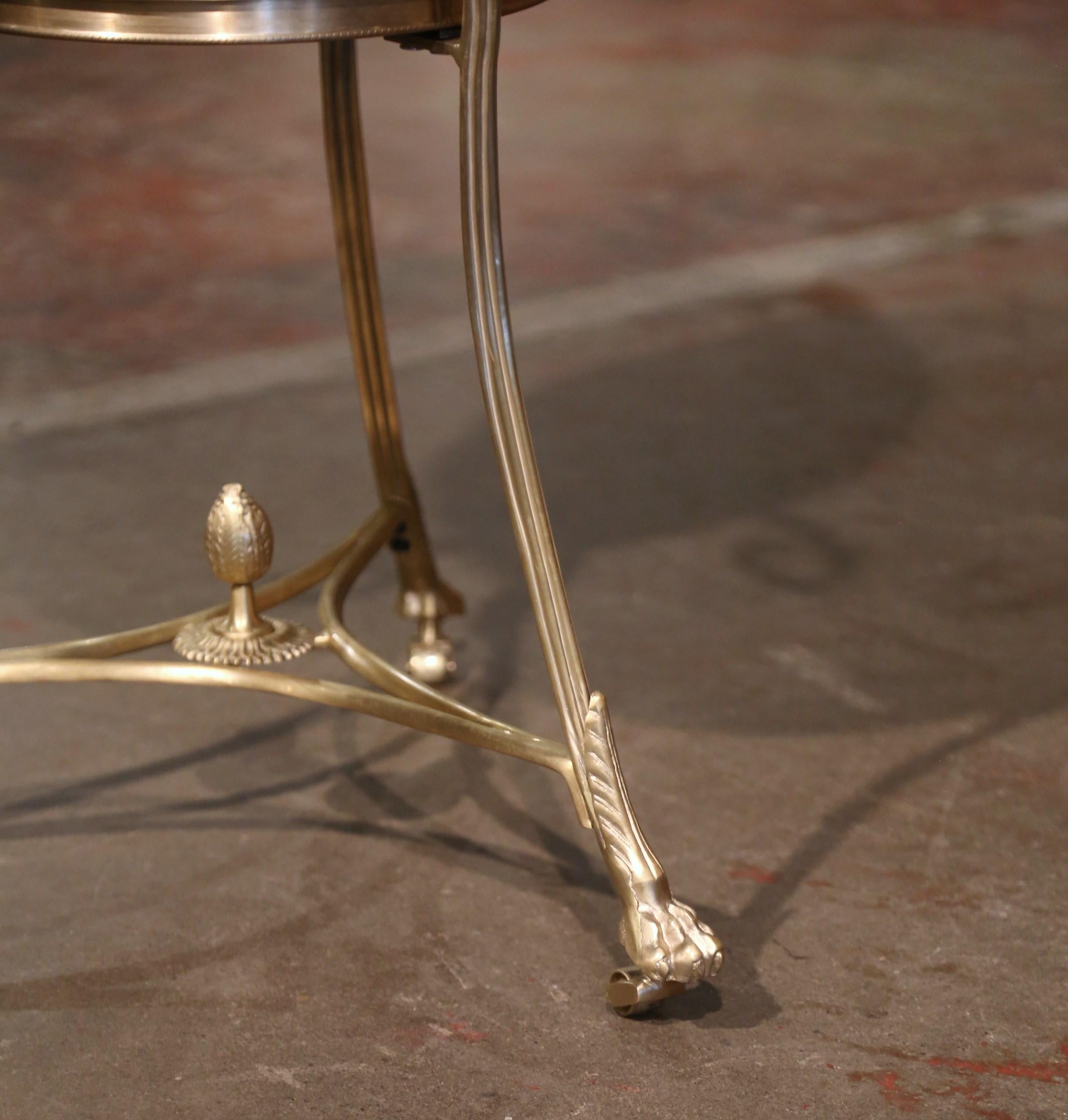 Mid-Century French Directoire Marble Top, Bronze and Brass Guéridon Table For Sale 6