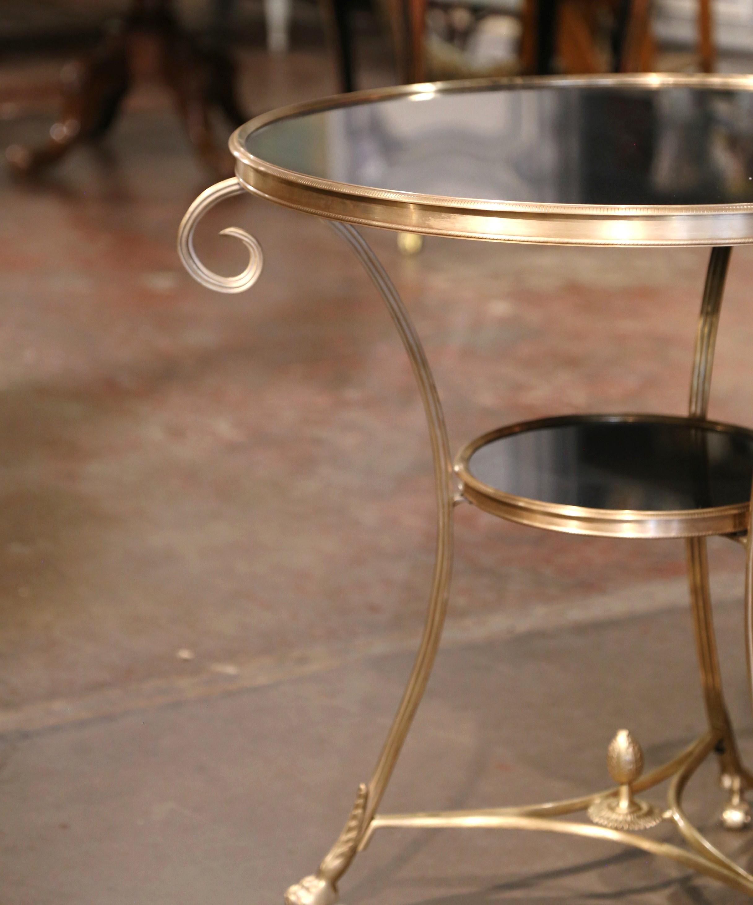 Mid-Century French Directoire Marble Top, Bronze and Brass Guéridon Table In Excellent Condition In Dallas, TX
