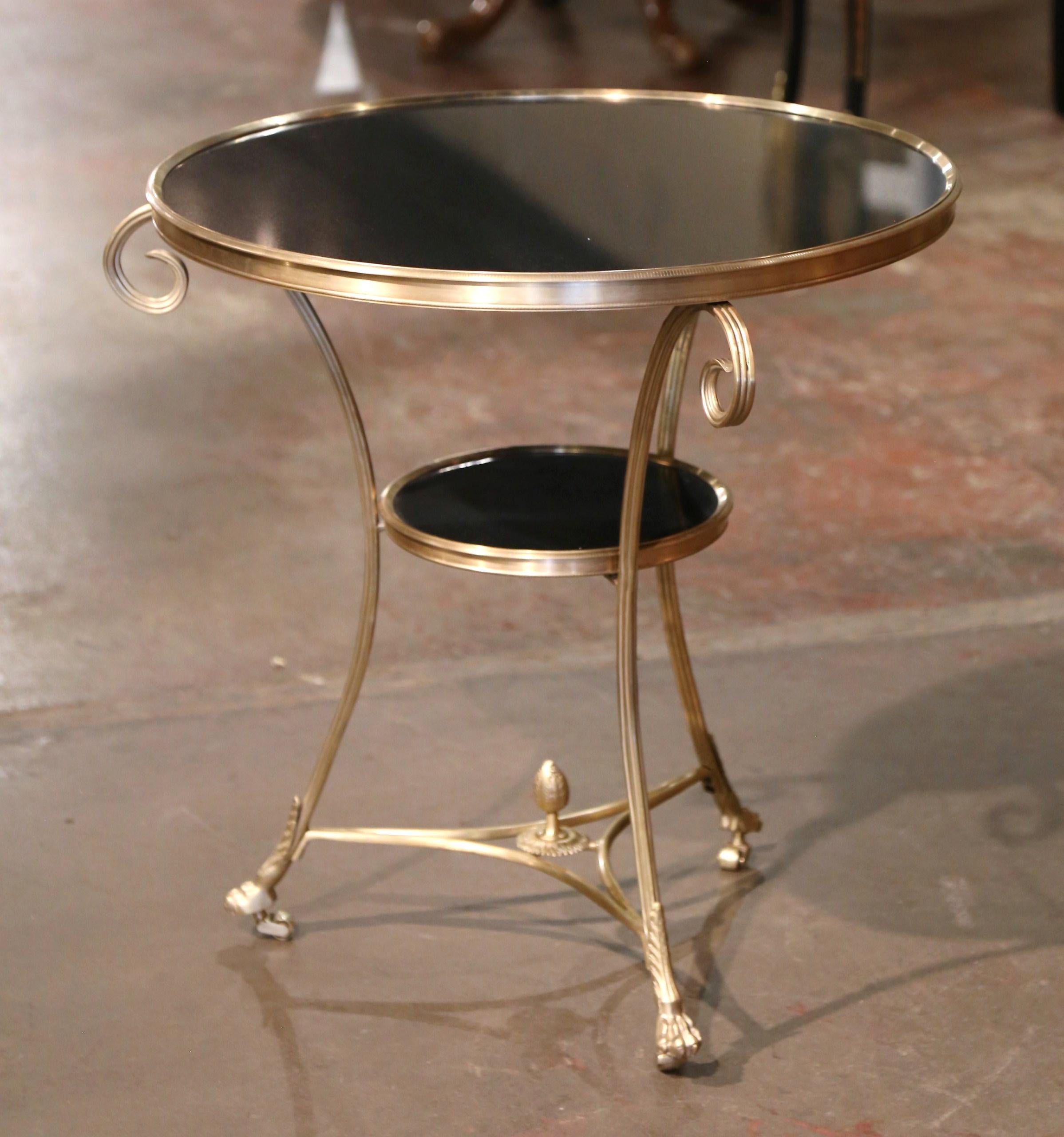 Mid-Century French Directoire Marble Top, Bronze and Brass Guéridon Table For Sale 1