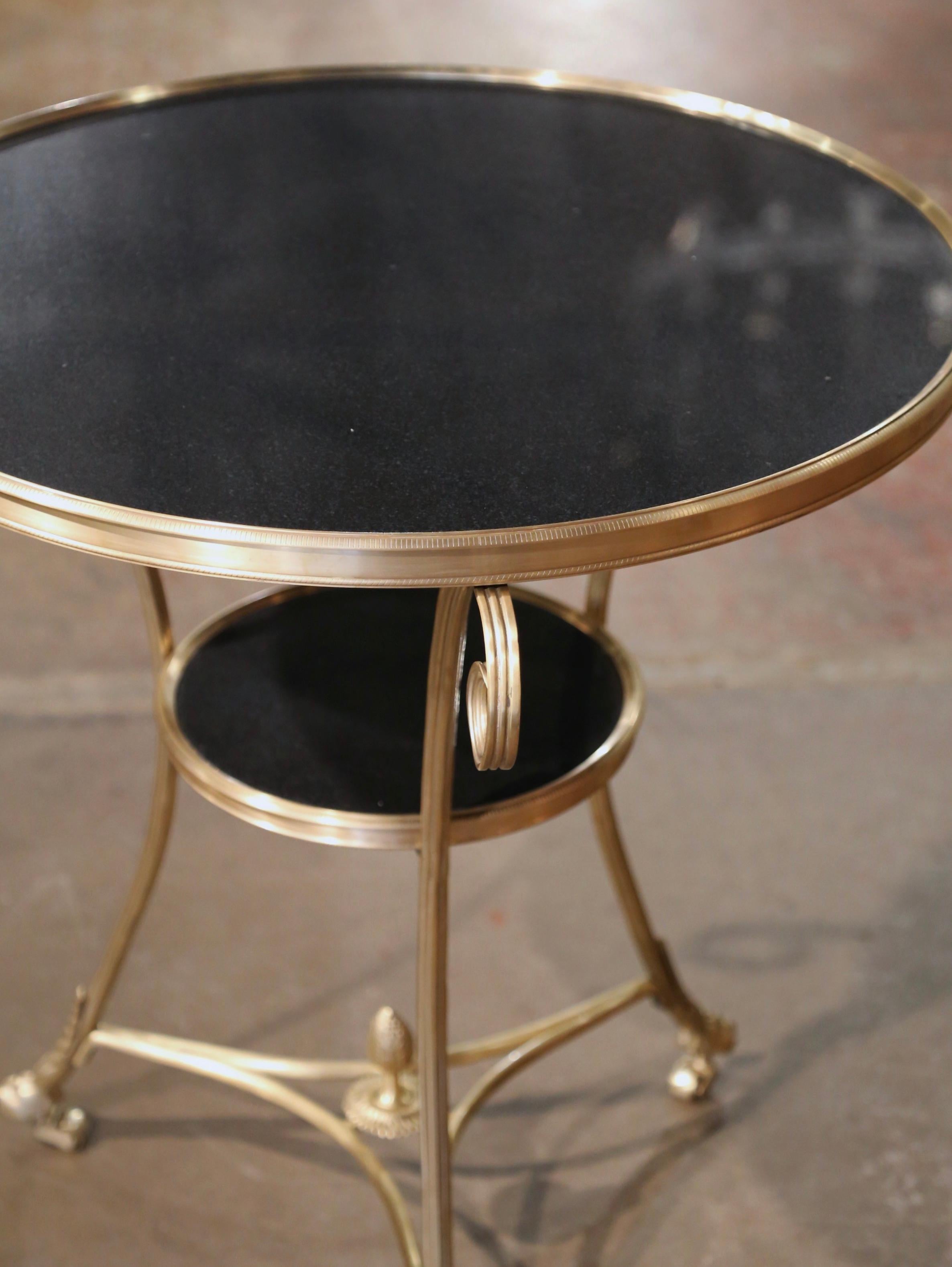 Mid-Century French Directoire Marble Top, Bronze and Brass Guéridon Table For Sale 2