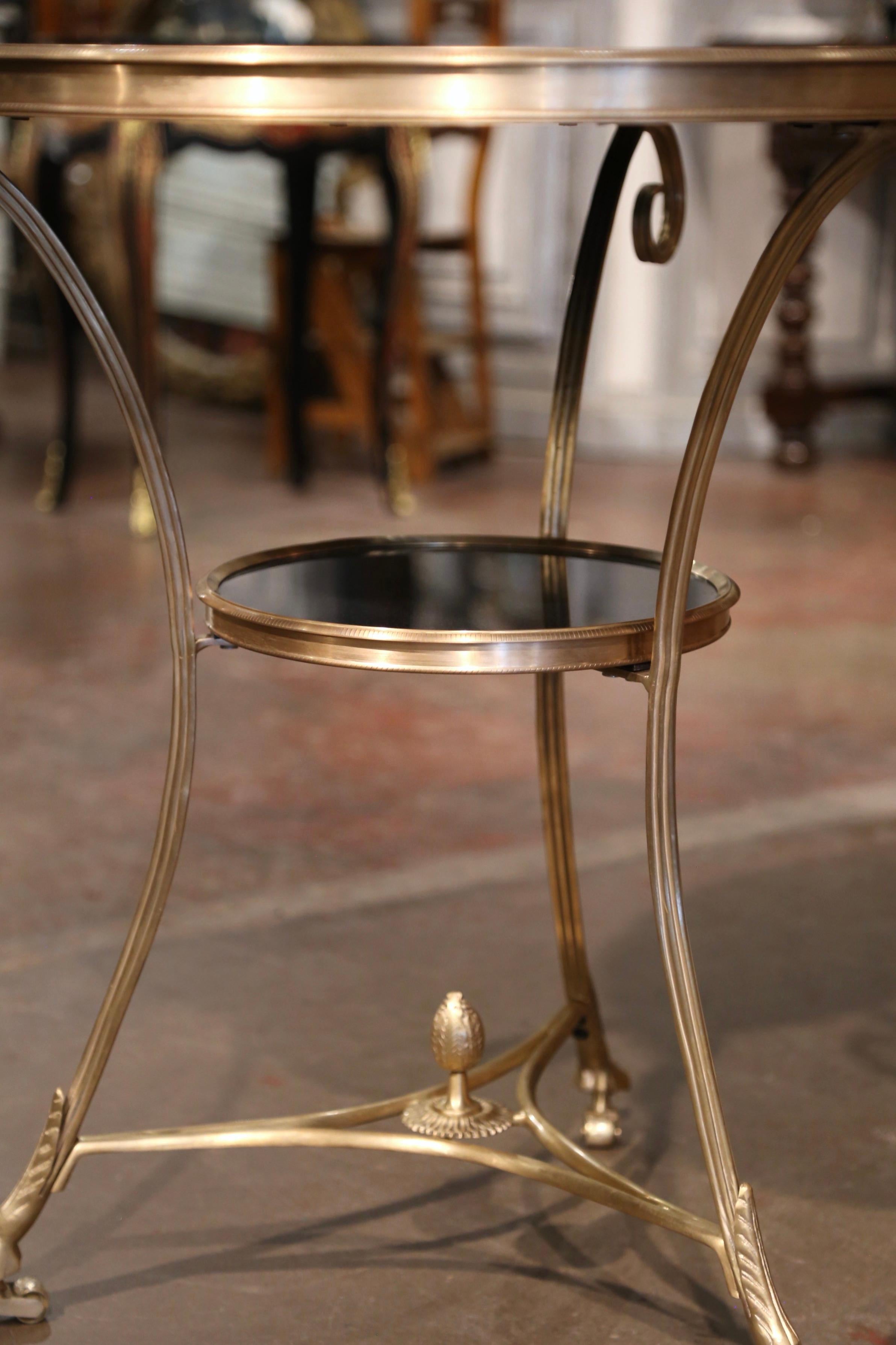 Mid-Century French Directoire Marble Top, Bronze and Brass Guéridon Table For Sale 3
