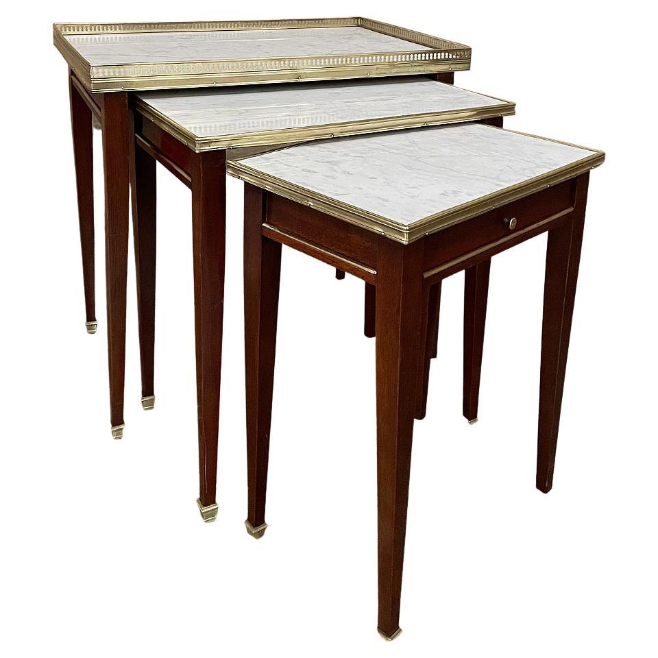 Set of Antique Directoire MarbleTop Nesting Tables at 1stDibs