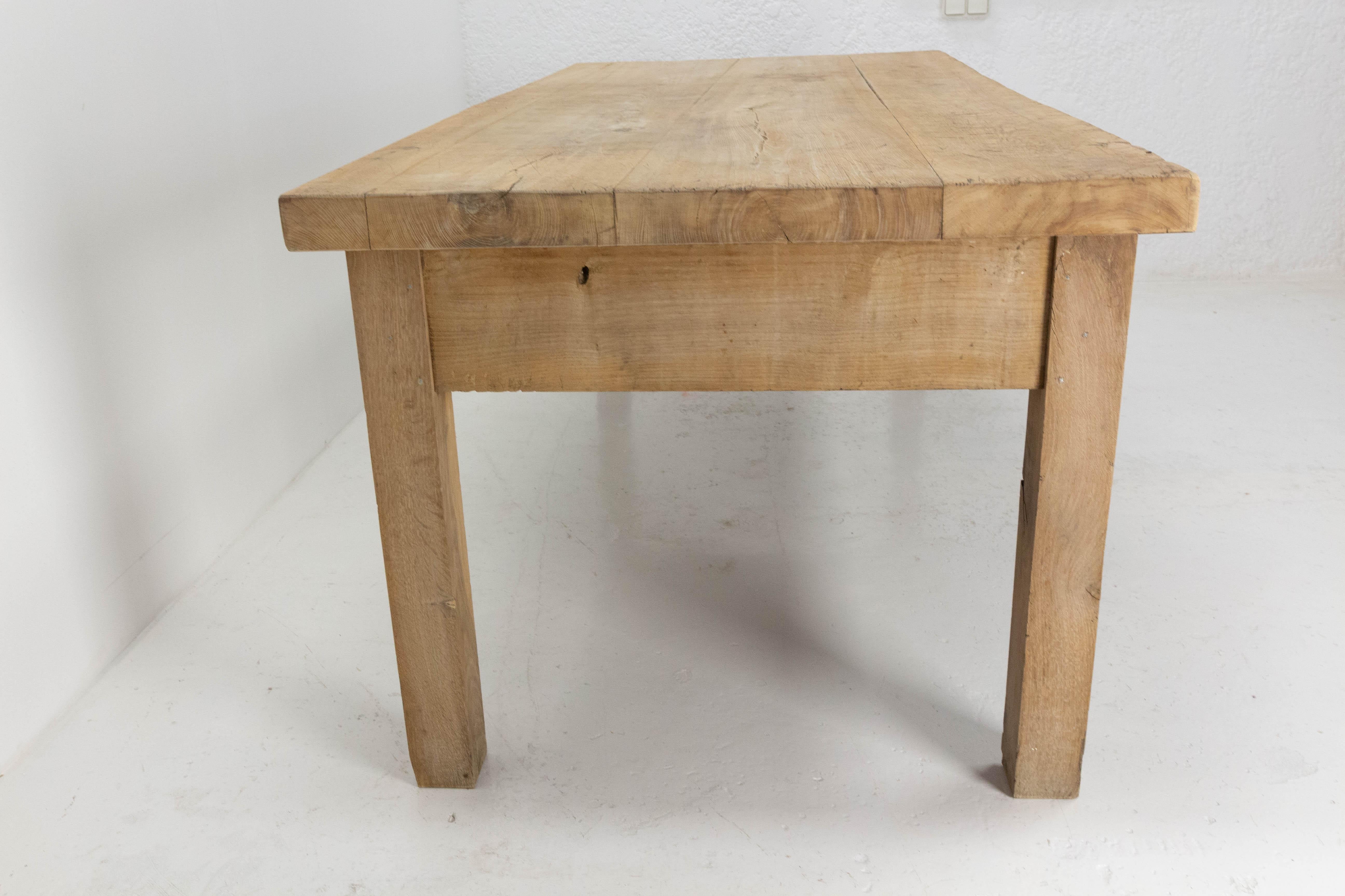 Mid-Century French Elm Restaurant Work Table Meuble De Metier In Good Condition In Labrit, Landes