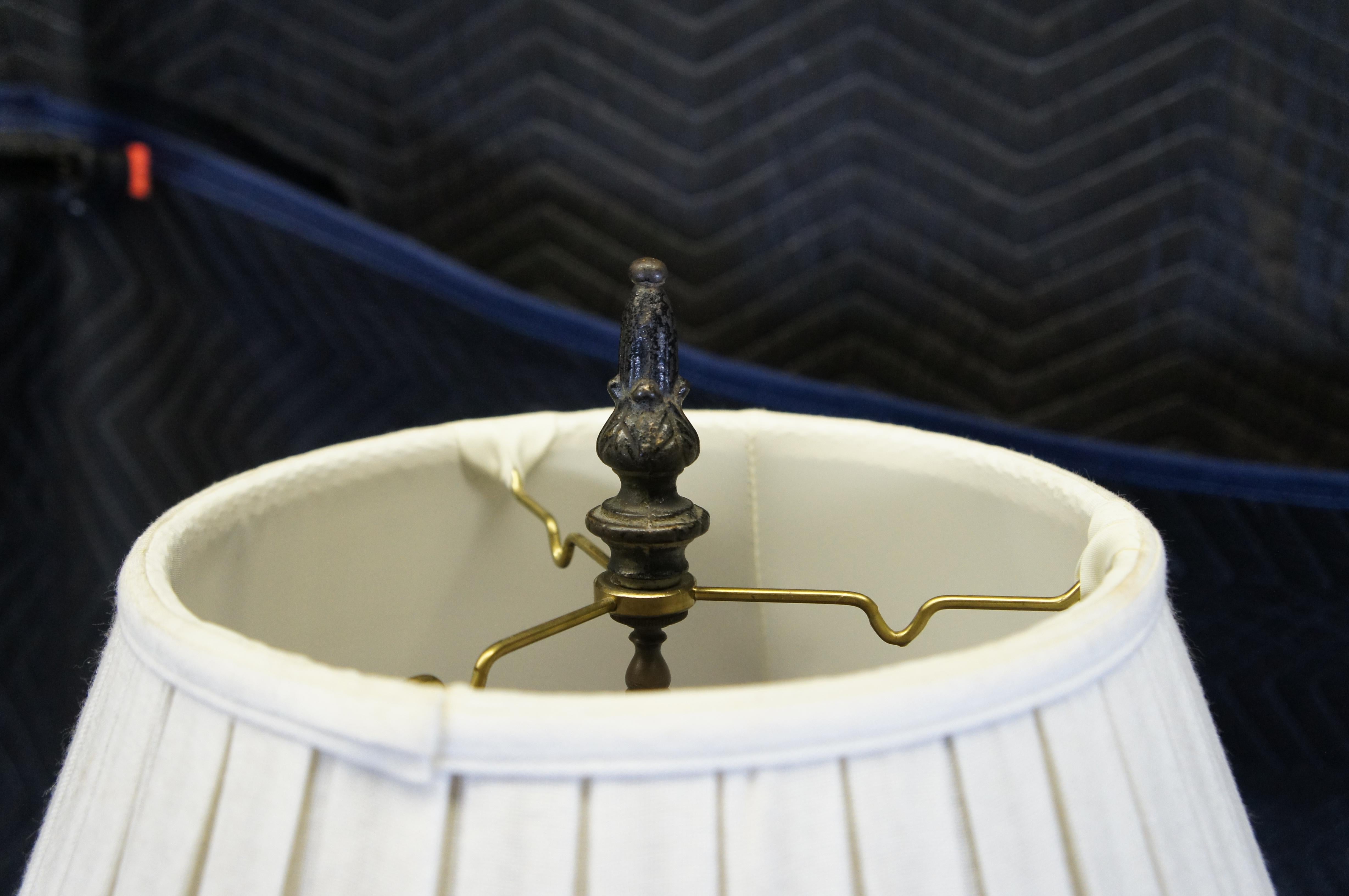 Mid Century French Empire Ebonized Gold Gilt 2 Light Library Floor Lamp 60