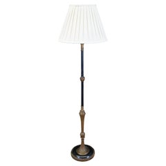 Mid Century French Empire Ebonized Gold Gilt 2 Light Library Floor Lamp 60"