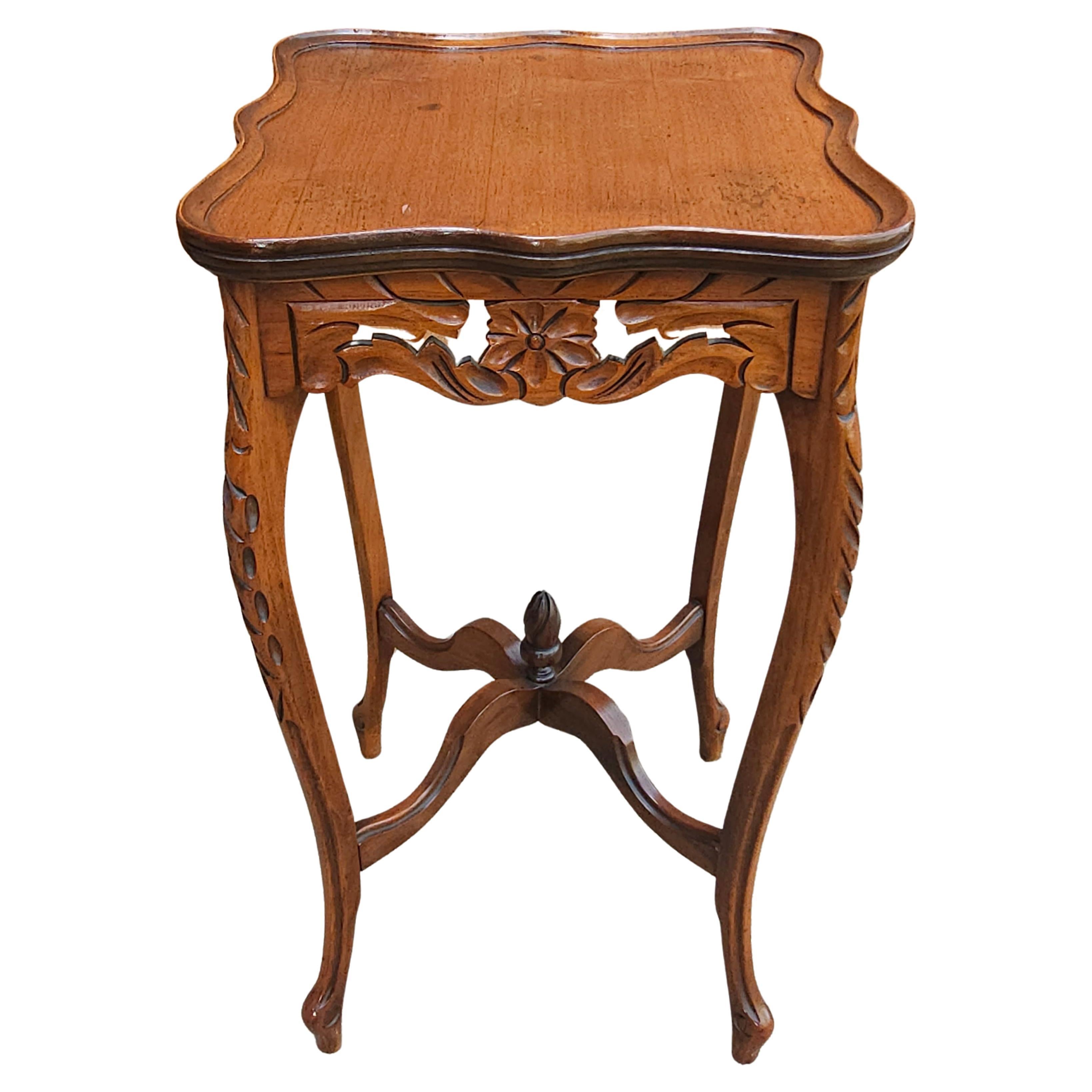 Mid Century French Empire Handcrafted Fruitwood Side Table For Sale