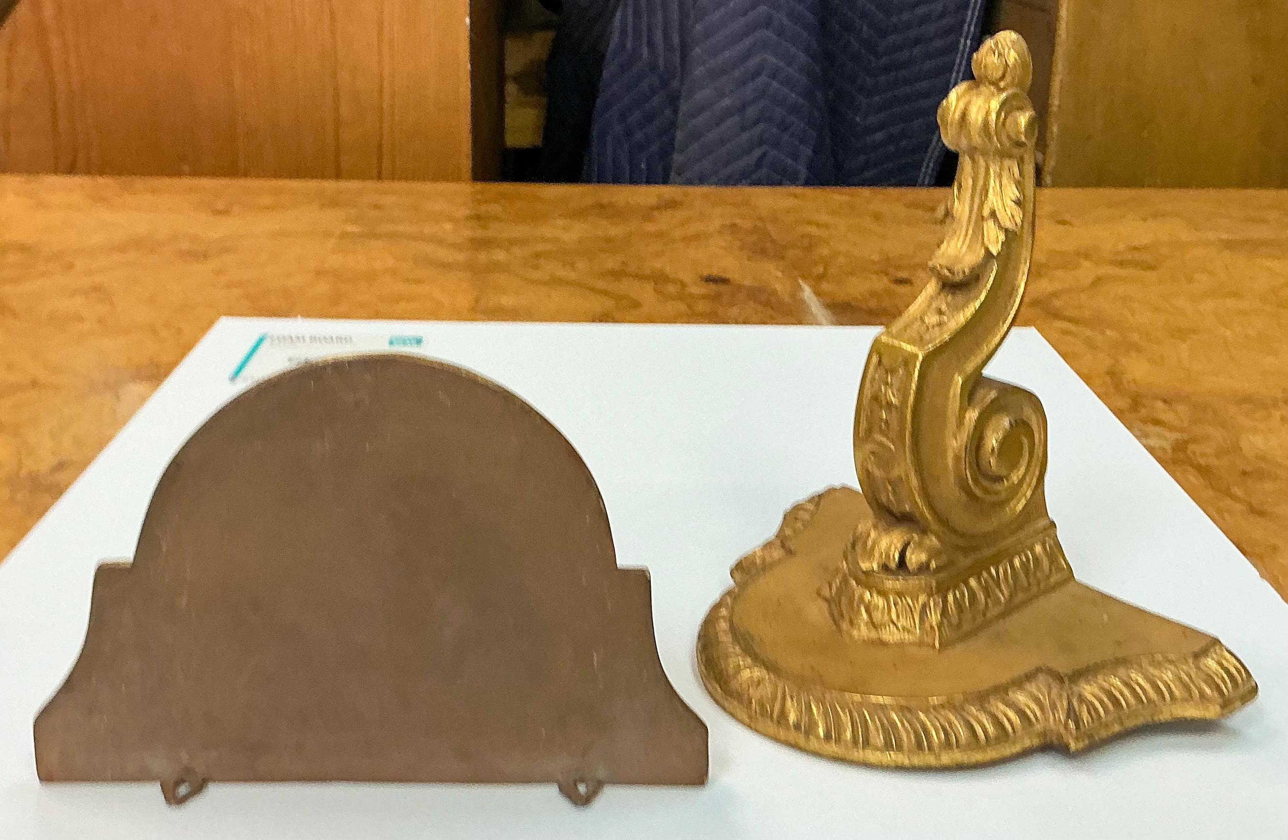 Mid-Century French Empire Revival Terracotta Wall Brackets W/ Water Gilt - Pair In Good Condition For Sale In Kennesaw, GA