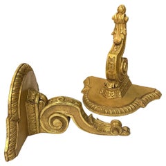 Mid-Century French Empire Revival Terracotta Wall Brackets W/ Water Gilt - Pair