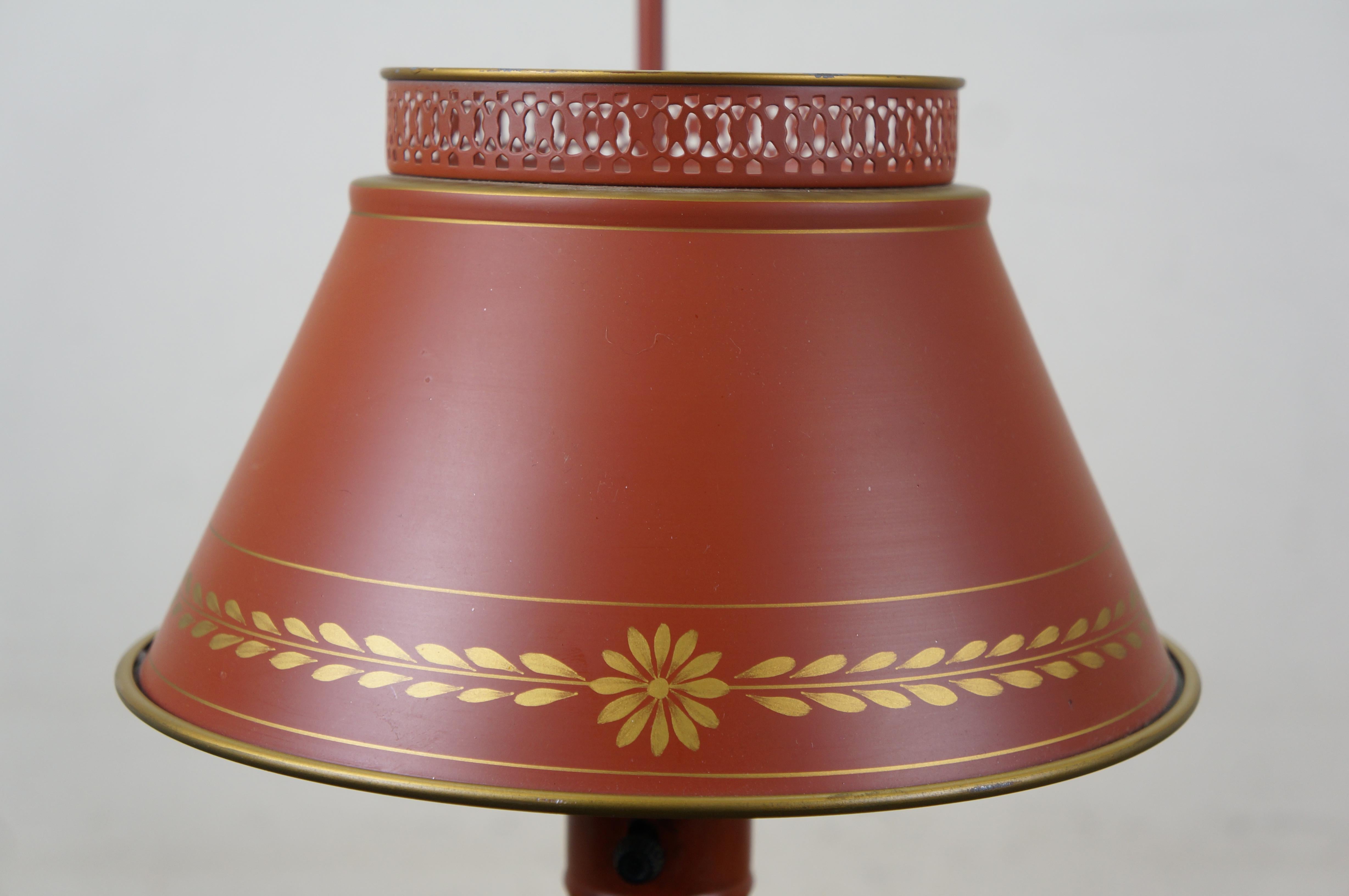 Lámpara de pie de estudiante de metal tole rojo y dorado estilo Imperio francés de mediados de siglo 57 en venta 5