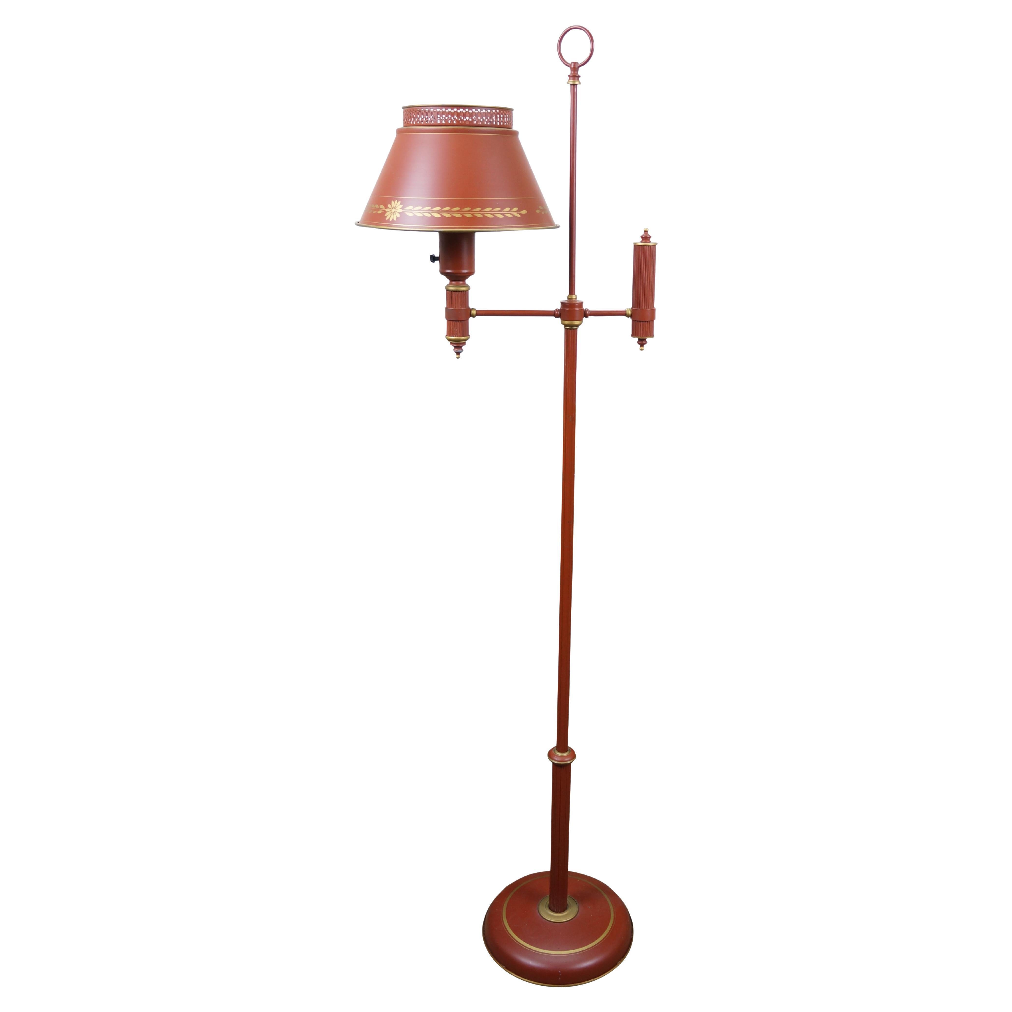 Mid Century French Empire Style Red
Gold Tole Metal Student Floor Lamp 57"