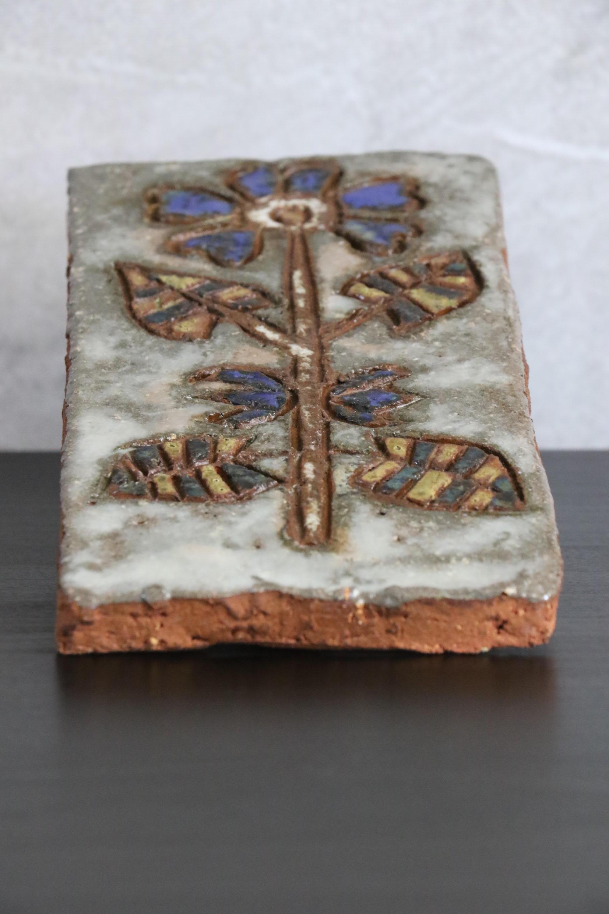 Mid-Century French Enameled Ceramic by Les Argonautes, Vallauris, 1960s, Signed In Good Condition For Sale In Camblanes et Meynac, FR