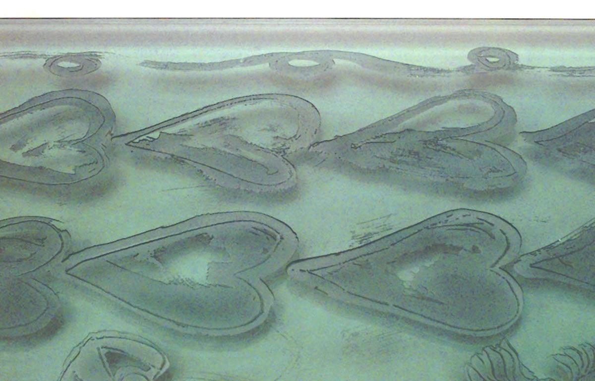 Mid-Century French Etched Glass and Verdigris Bronze Dining Table For Sale 4