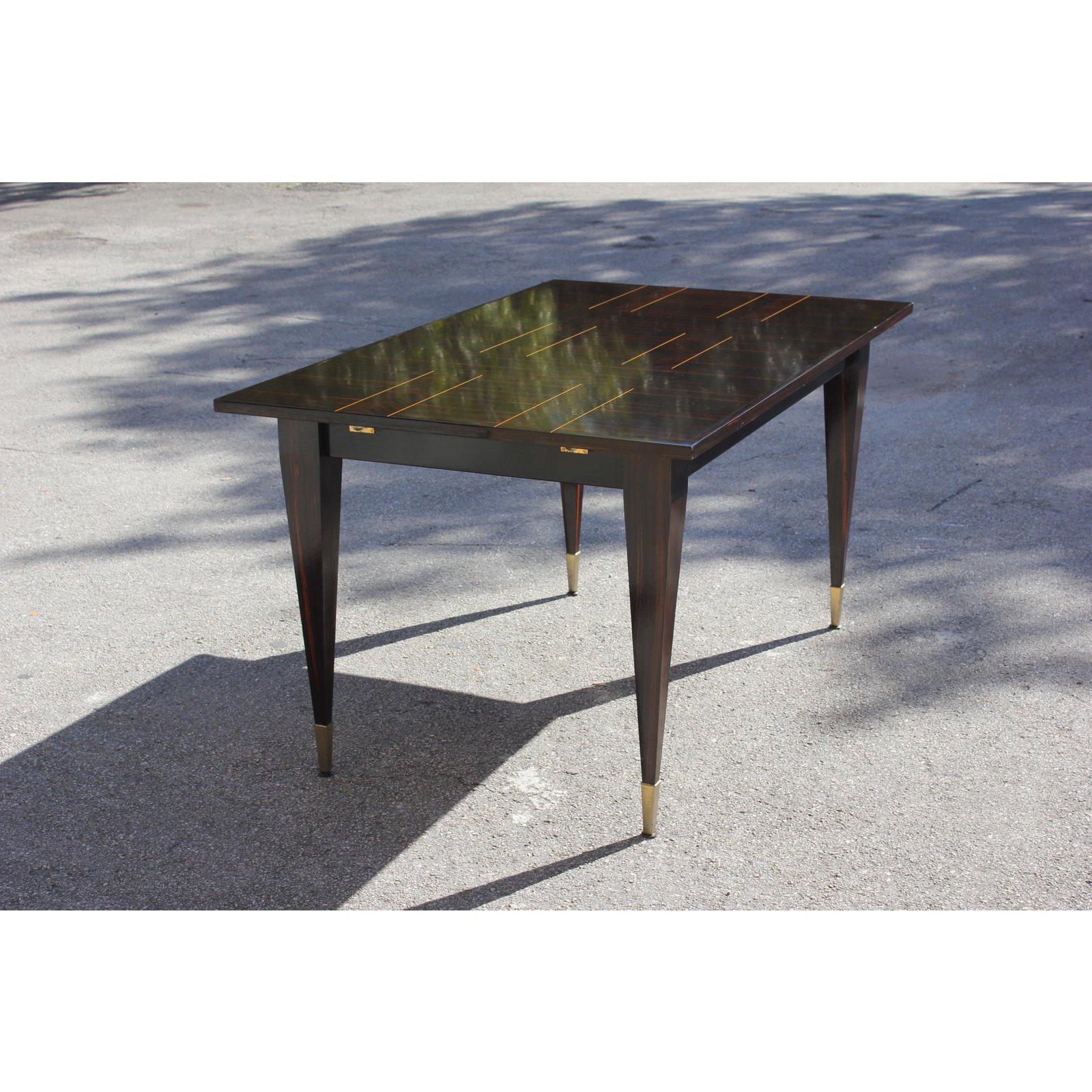 Midcentury French Exotic Macassar Ebony Writing Desk / Dining Table In Good Condition In Hialeah, FL