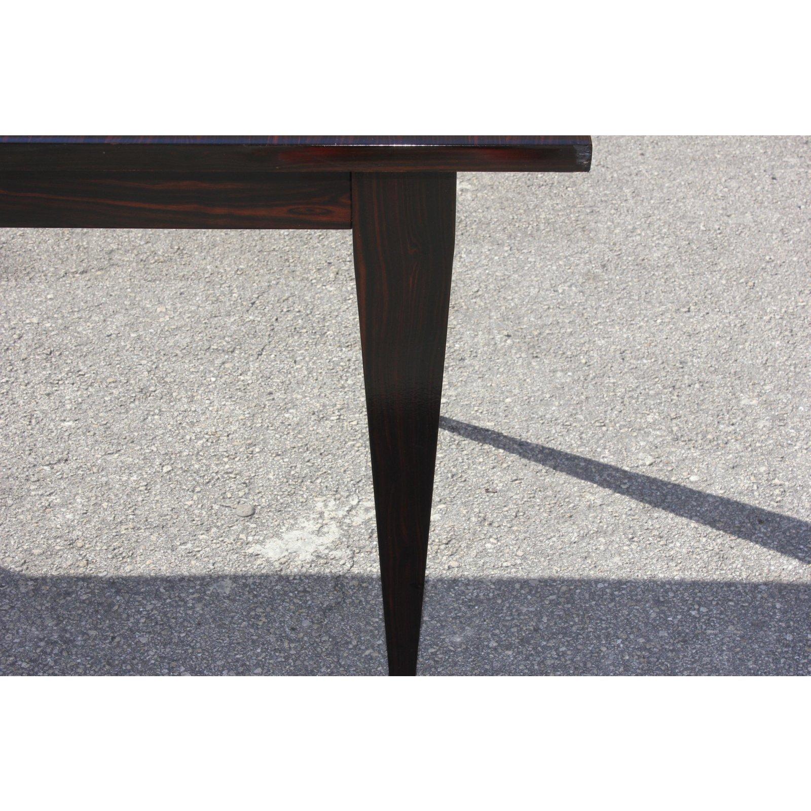 Brass Midcentury French Exotic Macassar Ebony Writing Desk / Dining Table