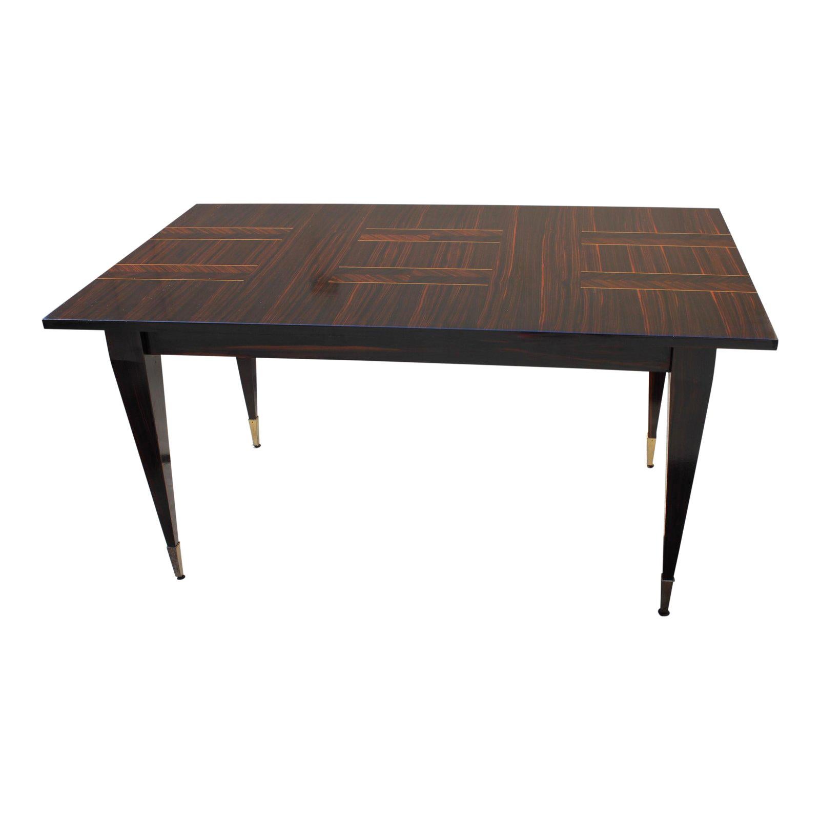 Midcentury French Exotic Macassar Ebony Writing Desk / Dining Table