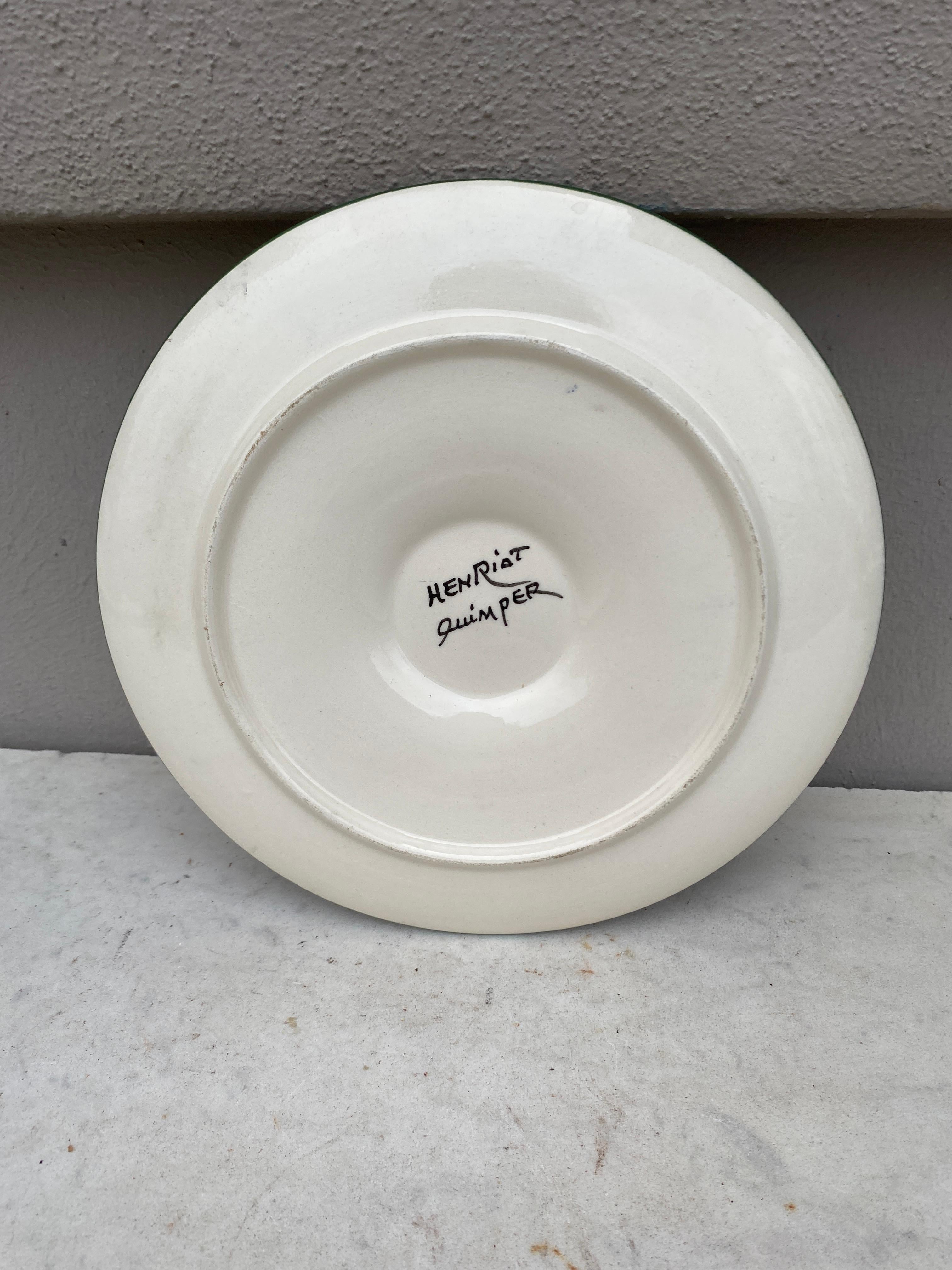 Rustic Mid-Century French Faience Oyster Plate Quimper For Sale
