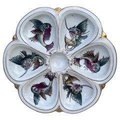 Mid-Century French Faience Quimper Yellow Oyster Plate