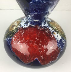 Vallauris French Midcentury Flower Vase Multicolored Fat Lava Style