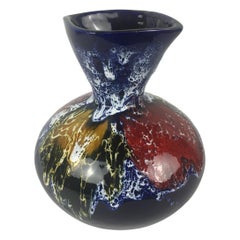 Vallauris Französische Blumenvase im Fat Lava-Stil aus der Mitte des Jahrhunderts, mehrfarbig