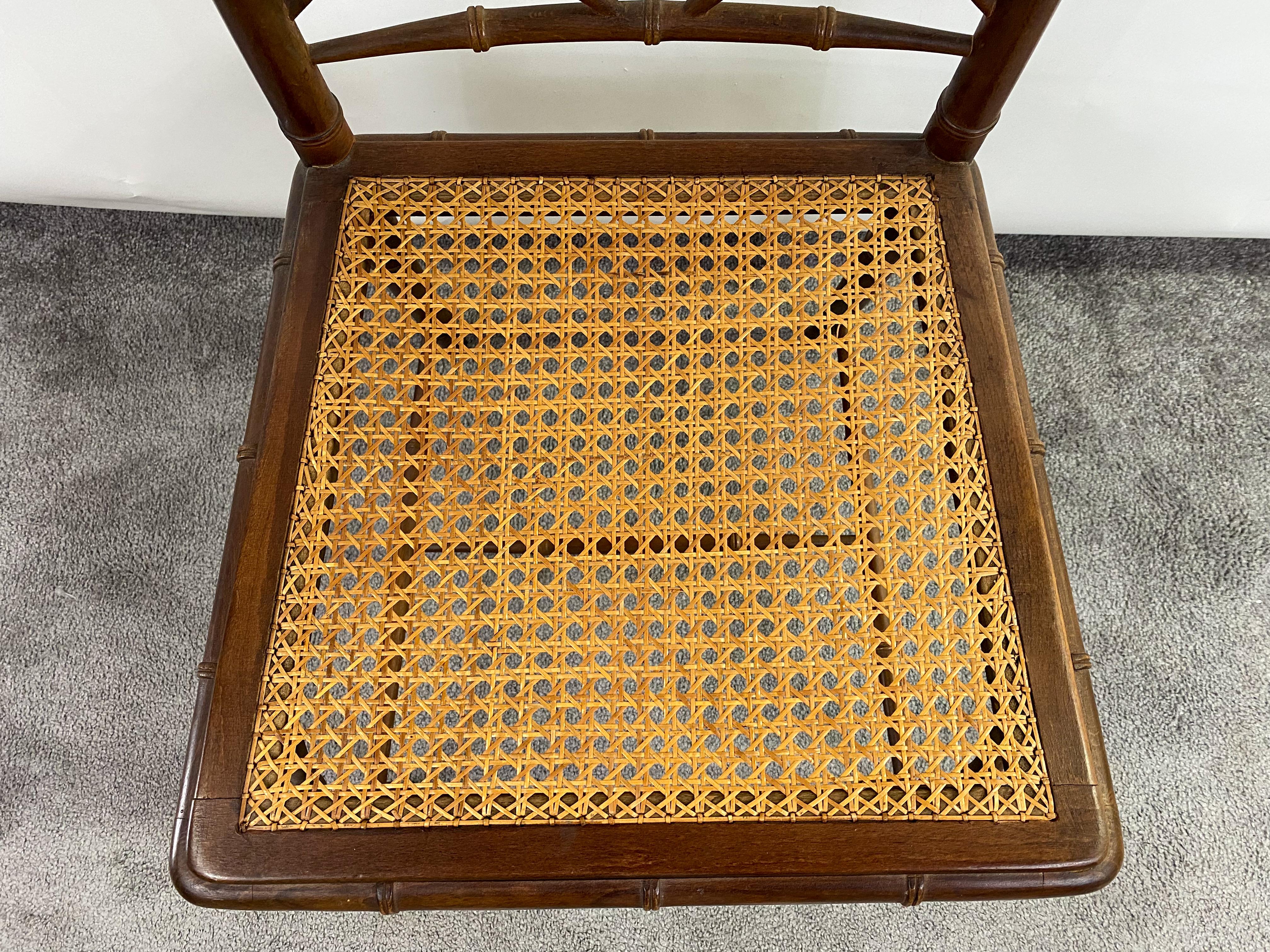 Wicker Mid-Century French Faux Bamboo Style Desk or Side Chair