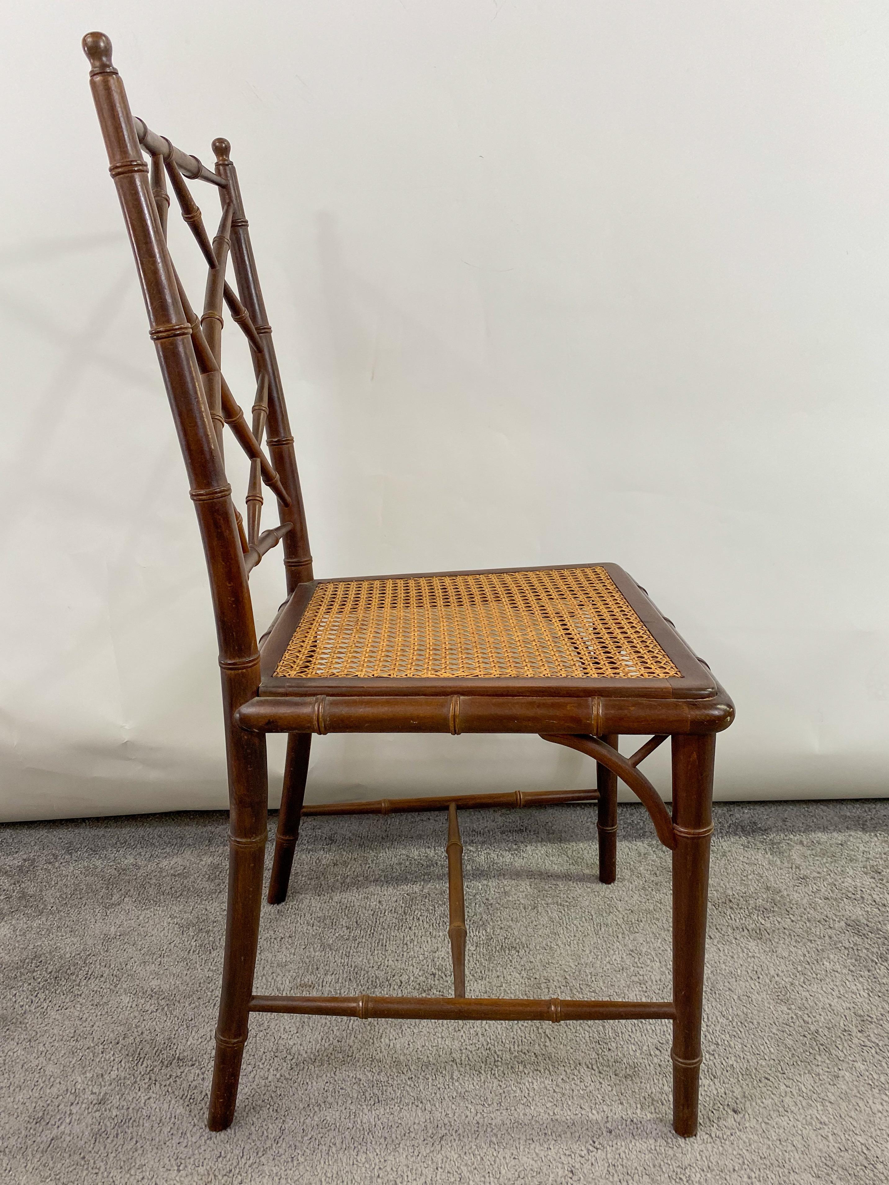 Mid-Century French Faux Bamboo Style Desk or Side Chair 2