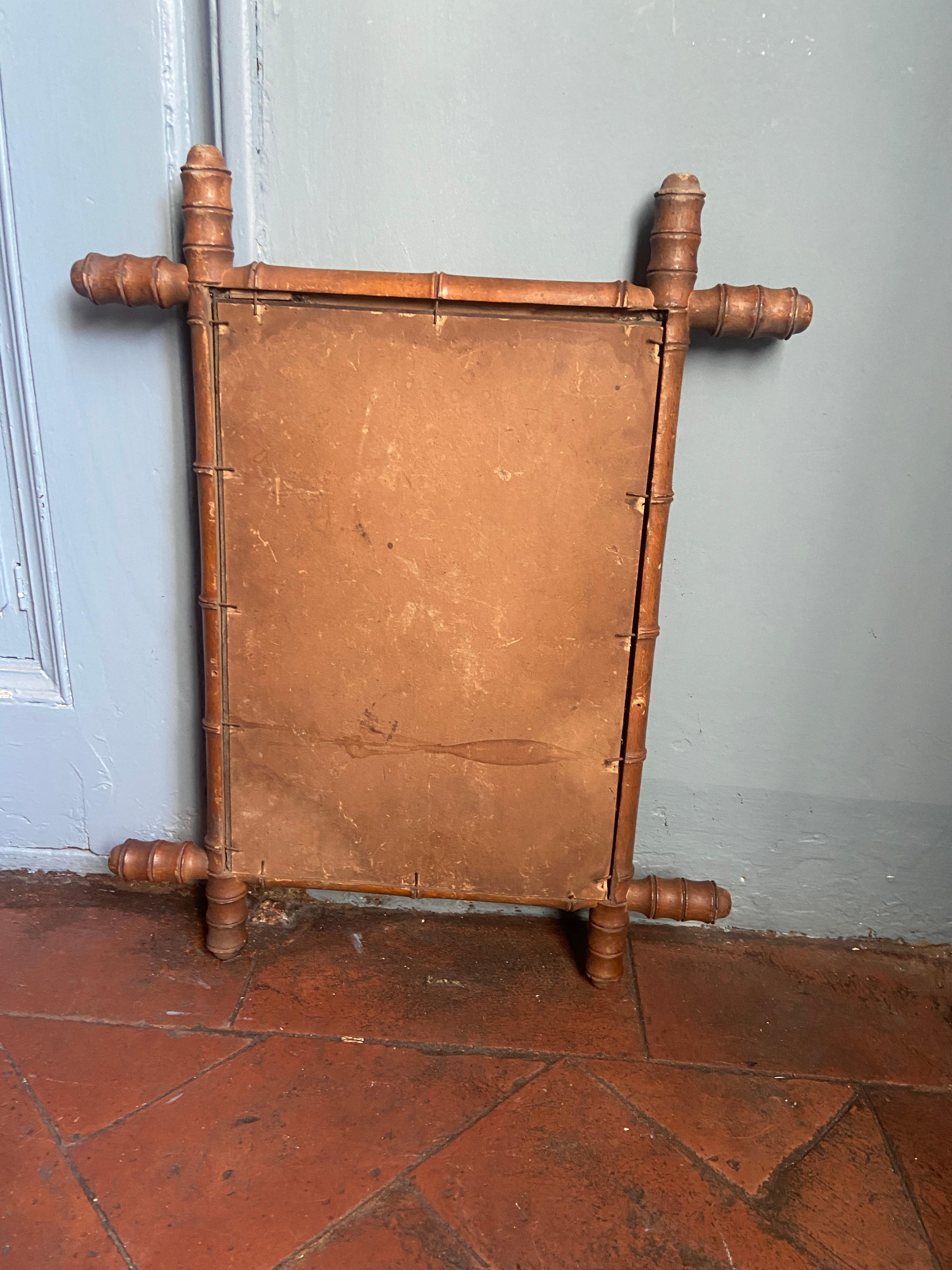 Mid-Century French Faux Bamboo Wall Mirror. 1930s For Sale 2