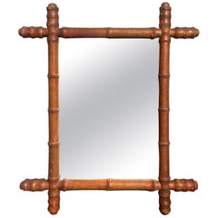 french bamboo mirror Mid-Century French Faux Bamboo Wall Mirror. 1930s