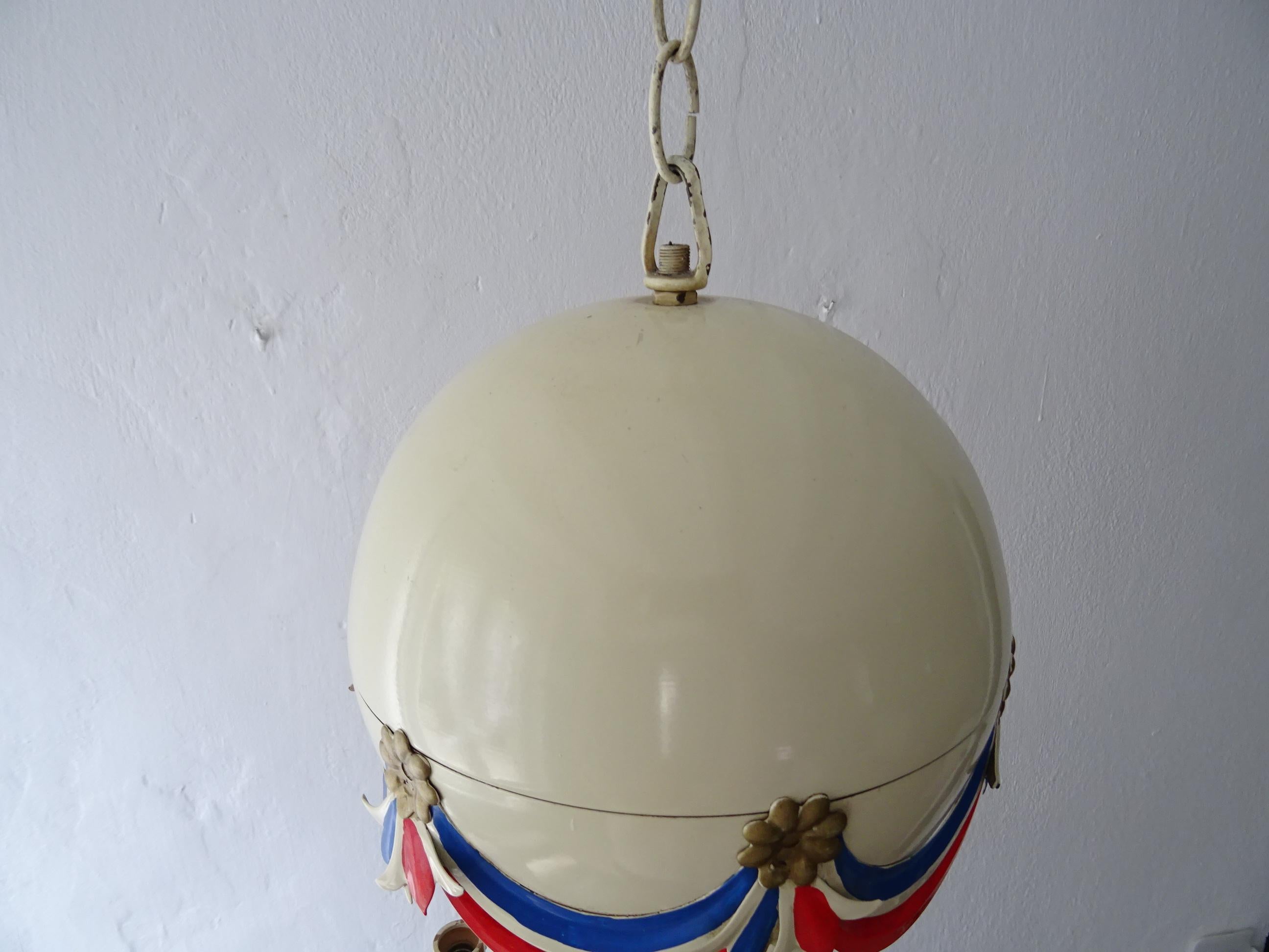 Mid-Century French Flag Tole Hot Air Balloon Chandelier, circa 1950 For Sale 3
