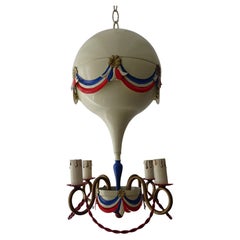 Mid-Century French Flag Tole Hot Air Balloon Chandelier, circa 1950