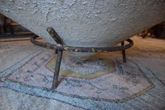 Midcentury French Garden Bowl with Iron Stand and Glass Top