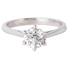 Französischer GIA 1,09 Karat Diamantring aus 18 Karat Weißgold mit alteuropäischem Schliff