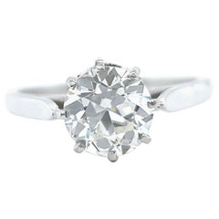 Mid Century French GIA 1.51 Carat Old Euro Cut Diamond Platinum Solitaire Ring Mid Century French GIA 1.51 Carat Old Euro Cut Diamond Platinum Solitaire Ring