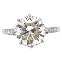 Vintage Mid Century French GIA 2.56 Carats Diamond Platinum Engagement Ring