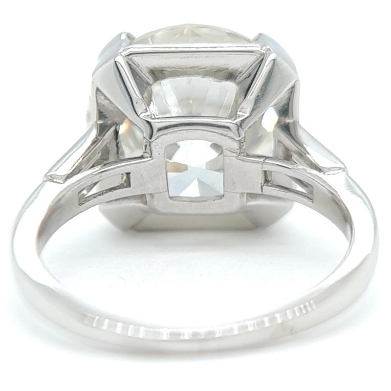 Mid-Century French GIA 7.37 Carats Round Brilliant Cut Diamond Platinum Ring 1