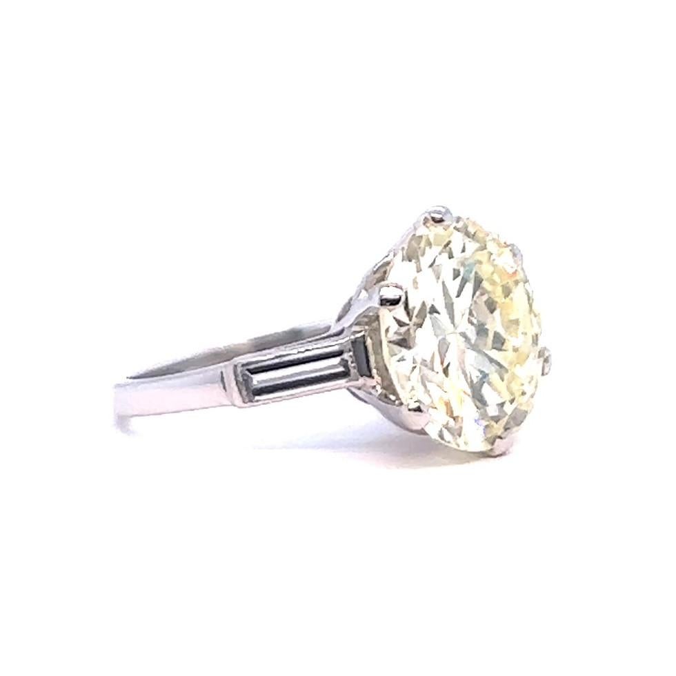 Women's or Men's Mid Century French GIA 8.05 Carats Diamond Platinum Engagement Ring