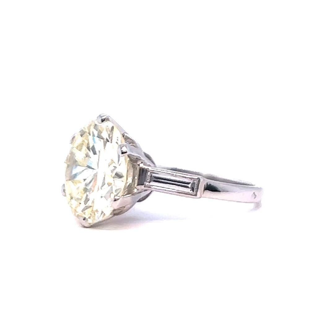 Mid Century French GIA 8.05 Carats Diamond Platinum Engagement Ring 1