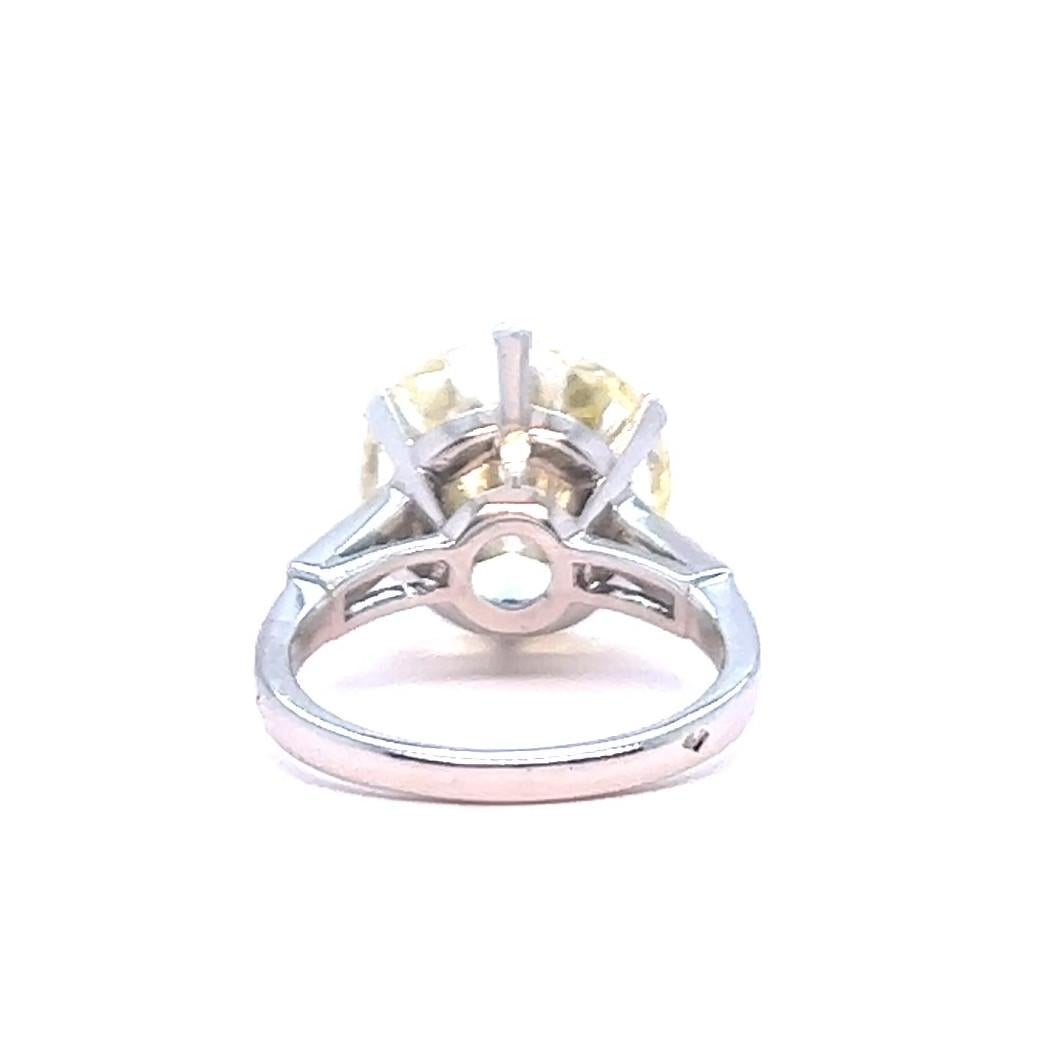 Mid Century French GIA 8.05 Carats Diamond Platinum Engagement Ring 2