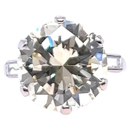 Mid Century French GIA 8.05 Carats Diamond Platinum Engagement Ring