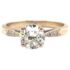 French GIA 1.09 Carat Old European Cut Diamond Gold Solitaire Engagement Ring