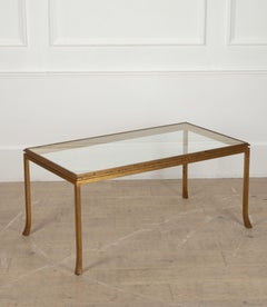 Mid-Century French Gilded Iron Coffee Table by Maison Ramsay, Paris