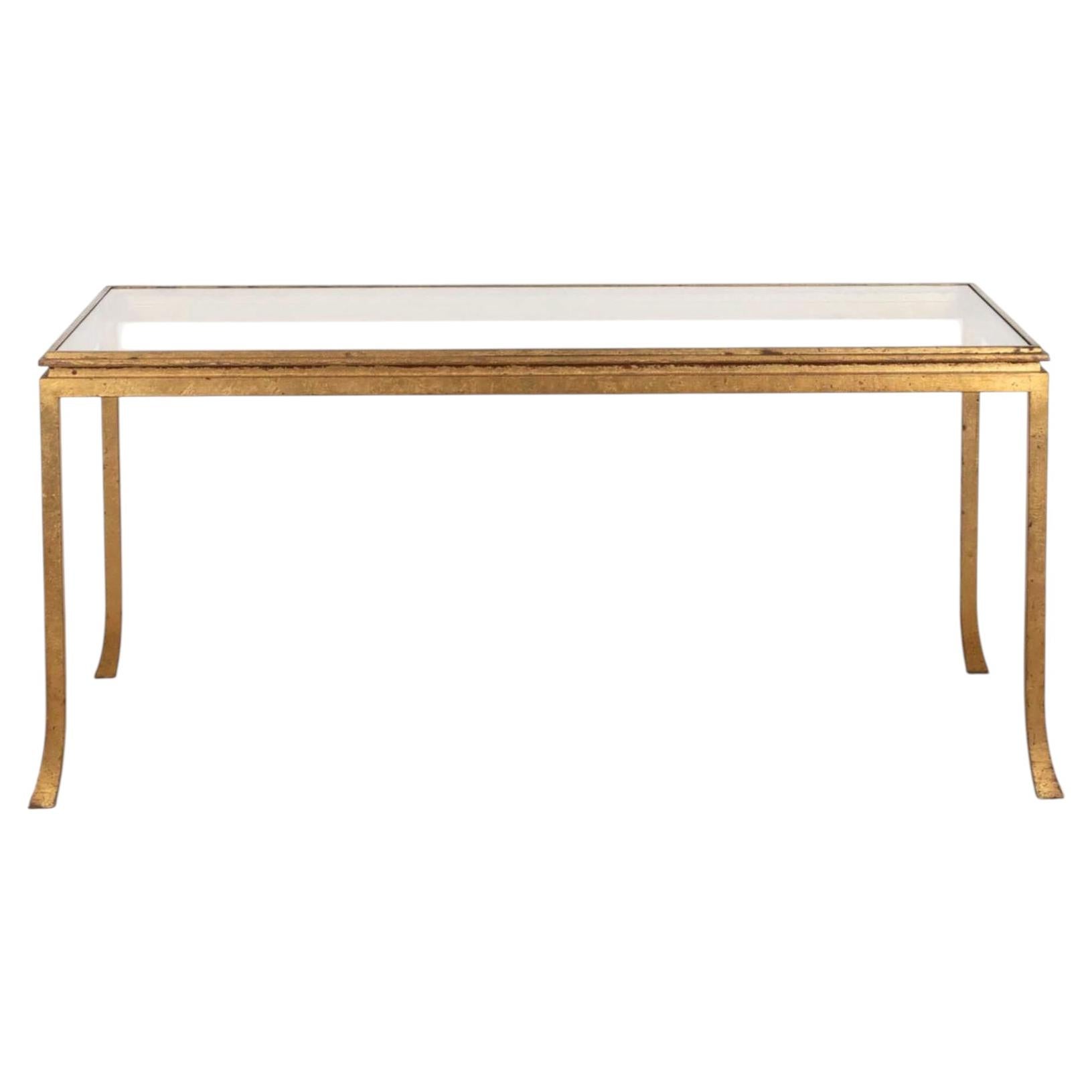 Mid-Century French Gilded Iron Coffee Table by Maison Ramsay, Paris