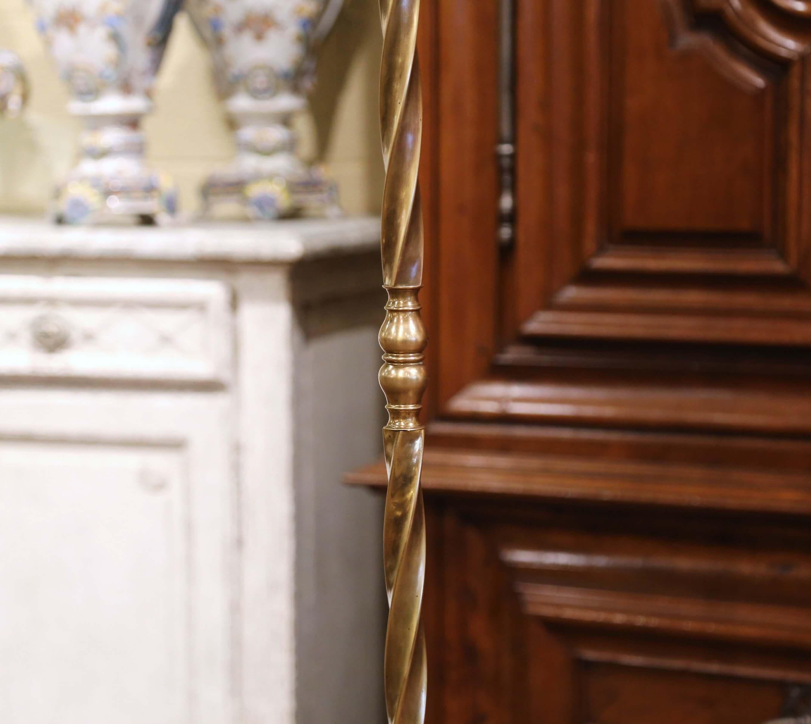 Mid-Century French Gilt Brass Swivel Four Hat-Coat Hooks Hall Tree 1