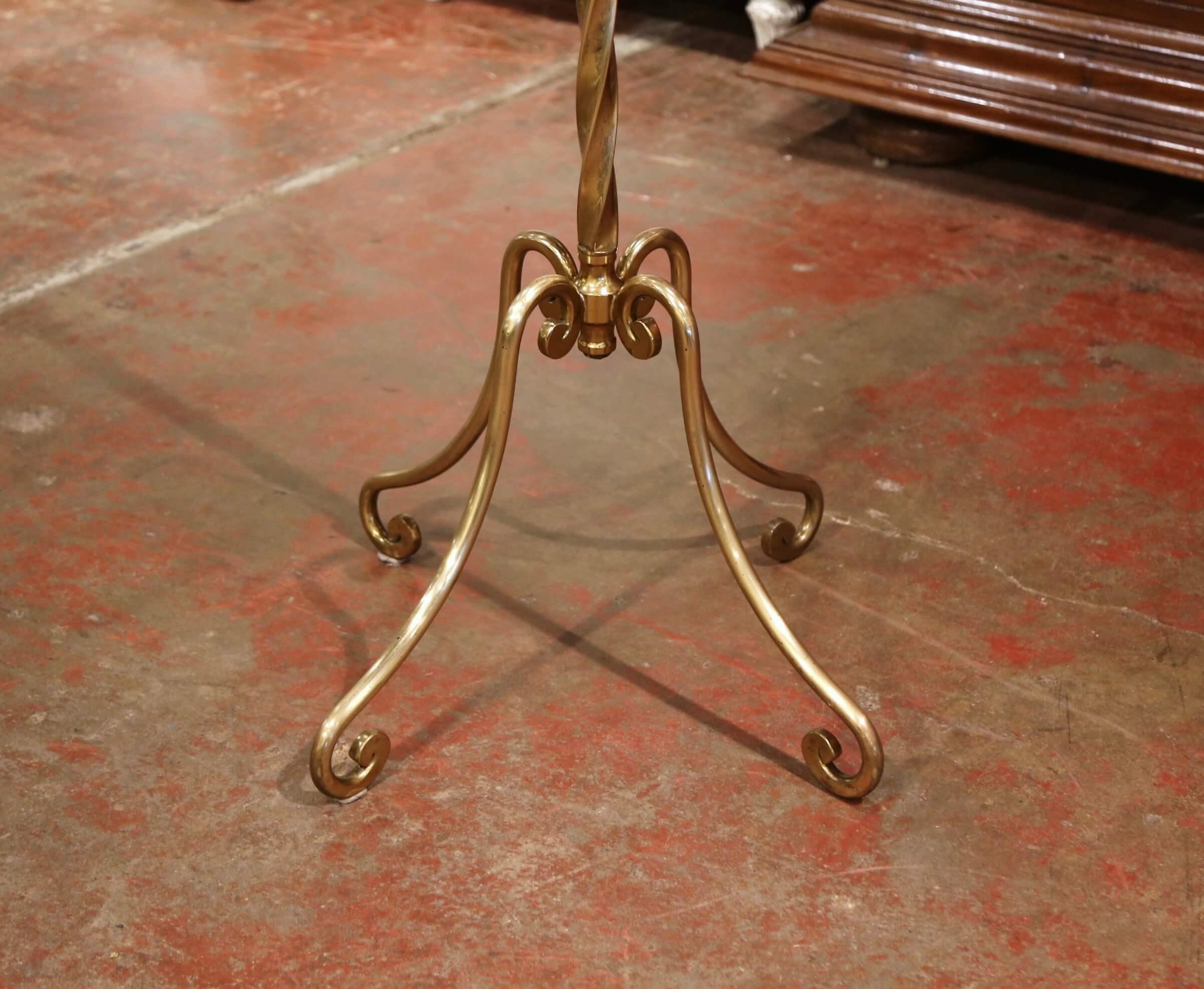 Mid-Century French Gilt Brass Swivel Four Hat-Coat Hooks Hall Tree 2
