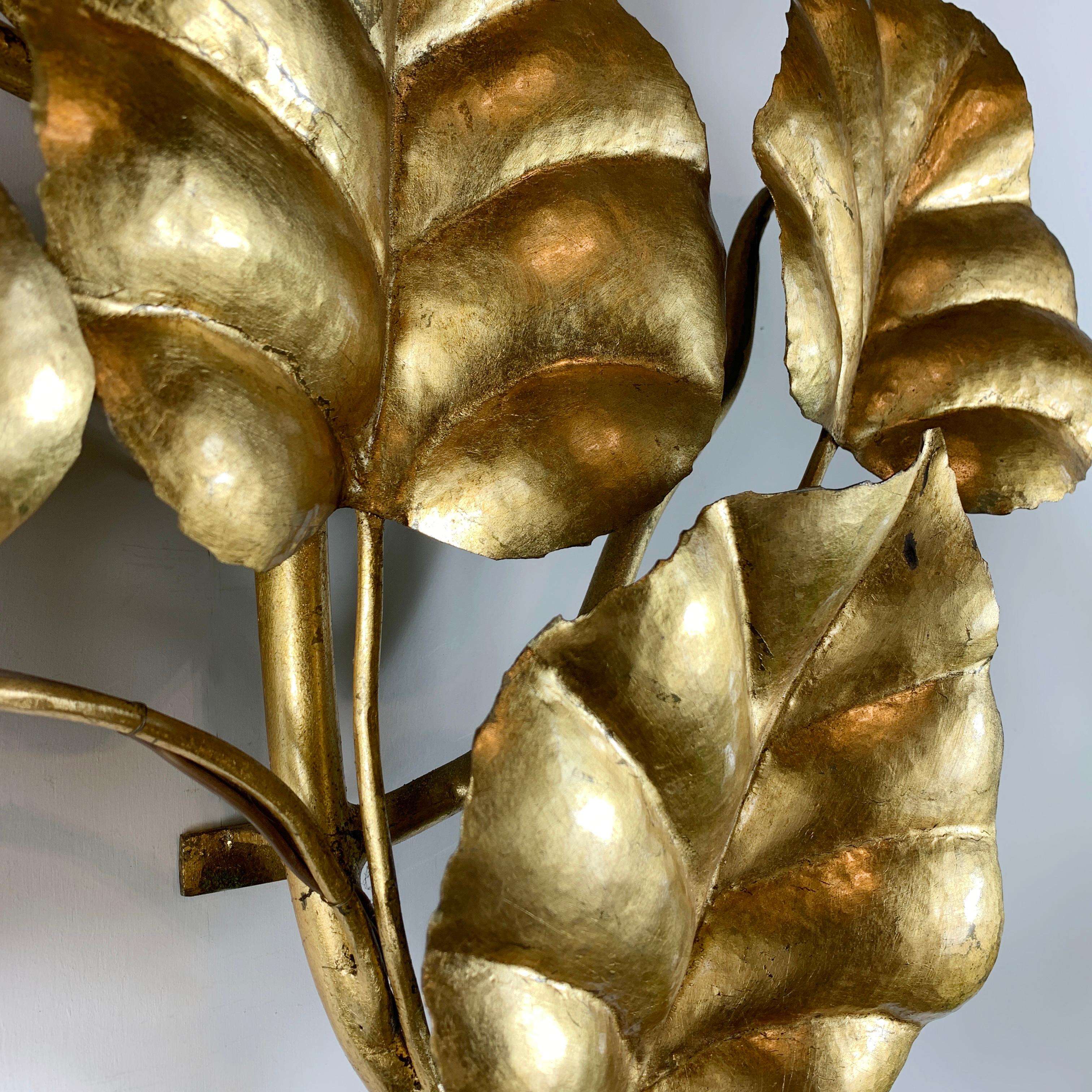 Mid century French Gilt Leaf Wall Sconce 4
