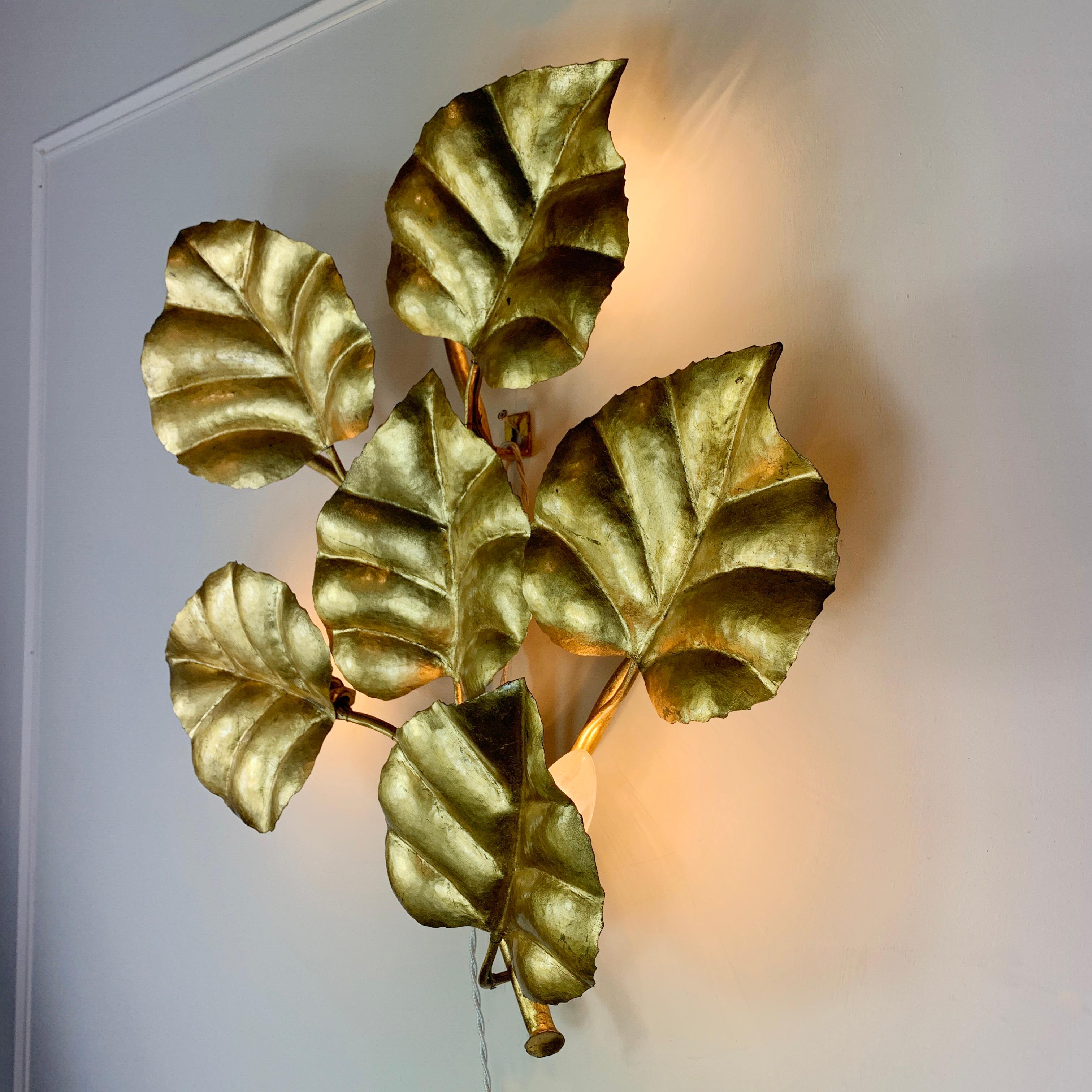 Mid century French Gilt Leaf Wall Sconce 2