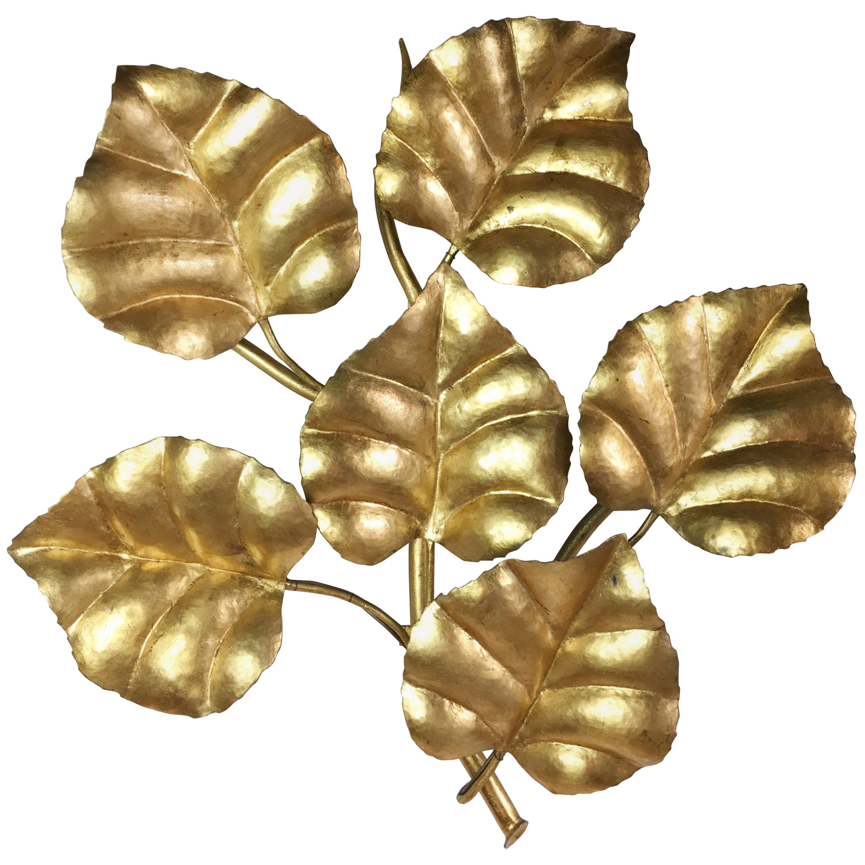 Mid century French Gilt Leaf Wall Sconce